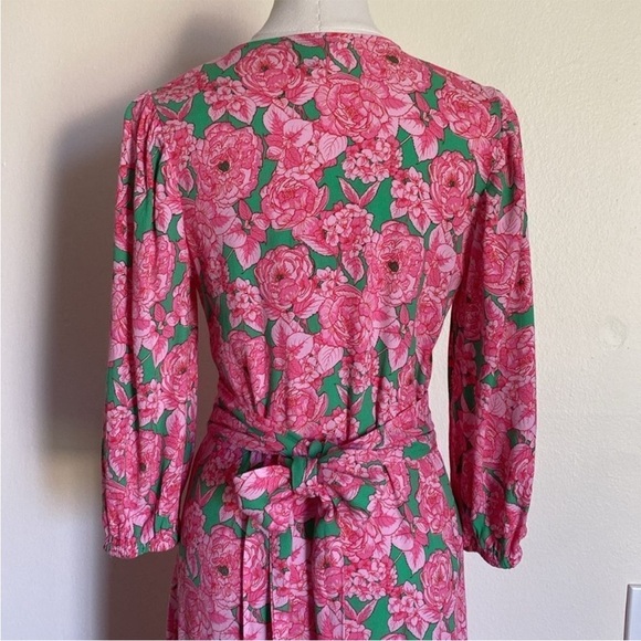 Love By Design Pink and Green Floral Maxi Dress Sz Large - Picture 6 of 8